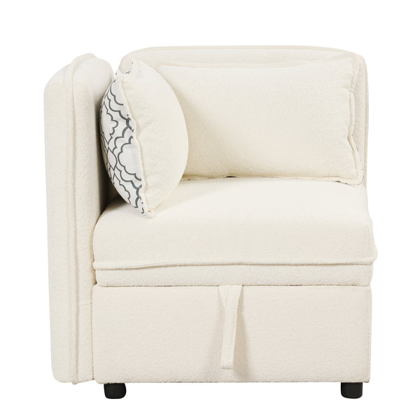 PERCINCE Convertible Modular Free Combination 4 Seater Chenille Fabric Sectional sofa with 5 Pillows