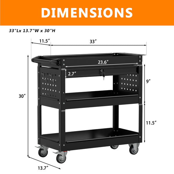 Odaof 3 Tiers Tooling Box Truck on Wheels with Drawer
