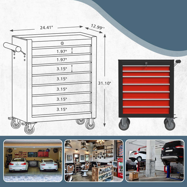 Odaof 7 Drawer Rolling Tool Chest