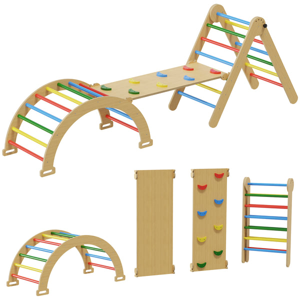 Odaof 4 in 1 Pikler Triangle Wooden Climber Toy For Kids
