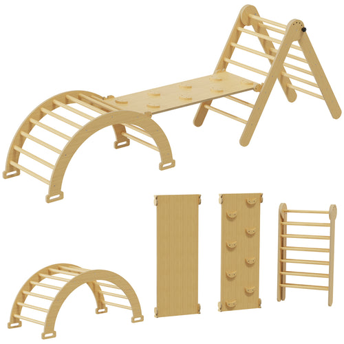 Odaof 4 in 1 Pikler Triangle Wooden Climber Toy For Kids