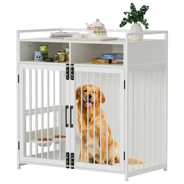 Dog Crate Furniture Large Breed with Storage Shelf Sturdy and Chew-Resistant Dog Furniture - RaDEWAY