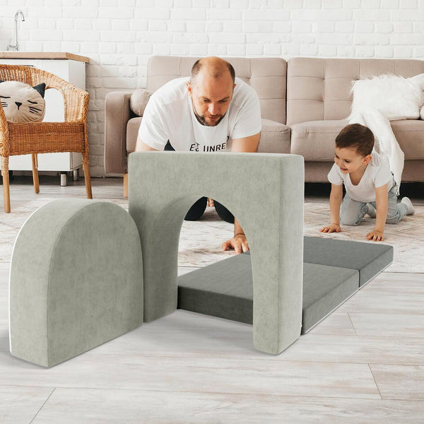 3 PCs U-shaped Kids Crawling Sofa Play Couch Set for Bedroom Living Room - RaDEWAY