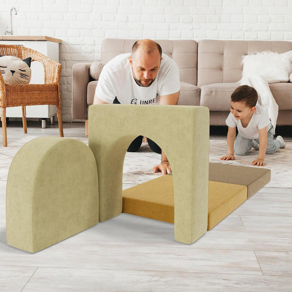 3 PCs U-shaped Kids Crawling Sofa Play Couch Set for Bedroom Living Room - RaDEWAY