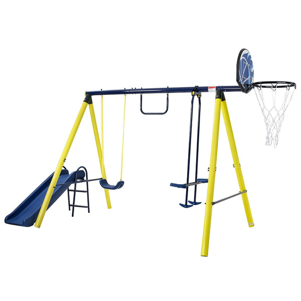 5 in 1 Outdoor Tolddler Swing Set with Steel Frame for Playgrond - RaDEWAY