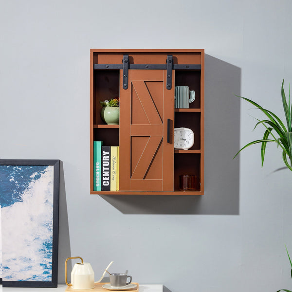 5-layer toilet wooden wall-mounted storage cabinet with adjustable door - RaDEWAY