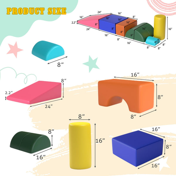 6-Piece Kids Soft Play Corner Climbers Foam Play Set Indoor Climbers - RaDEWAY