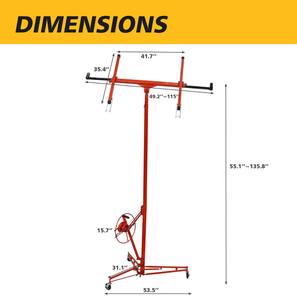 Drywall Lift Panel 11' Lift Drywall Panel Hoist Jack Lifter - RaDEWAY