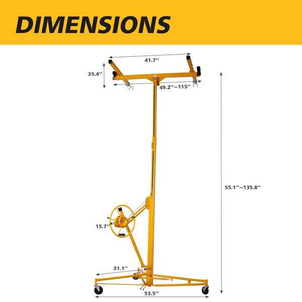 Drywall Lift Panel 11' Lift Drywall Panel Hoist Jack Lifter - RaDEWAY