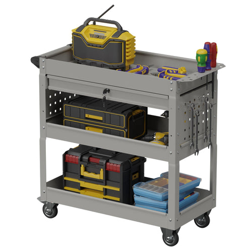 Odaof 3 Tiers Tooling Box Truck on Wheels with Drawer