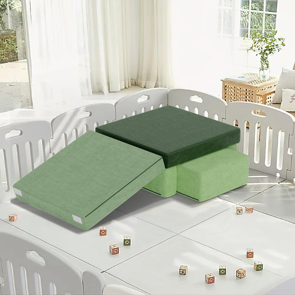 3 PCs U-shaped Kids Crawling Sofa Play Couch Set for Bedroom Living Room - RaDEWAY