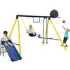 5 in 1 Outdoor Tolddler Swing Set with Steel Frame for Playgrond - RaDEWAY
