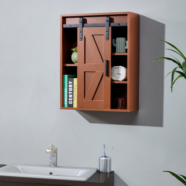 5-layer toilet wooden wall-mounted storage cabinet with adjustable door - RaDEWAY