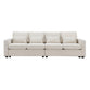 Odaof Modern Linen Fabric Sofa with Armrest Pockets and 4 Pillows