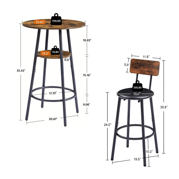 Leather Bar Chair with High-Density Sponge PU Chair Counter Height Pub Kitchen Stools - RaDEWAY