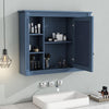 35'' x 28'' Royal Blue Wall Mounted Bathroom Wall Cabinet with Mirror 6 Open Shelves - RaDEWAY