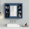 35'' x 28'' Royal Blue Wall Mounted Bathroom Wall Cabinet with Mirror 6 Open Shelves - RaDEWAY