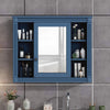 35'' x 28'' Royal Blue Wall Mounted Bathroom Wall Cabinet with Mirror 6 Open Shelves - RaDEWAY
